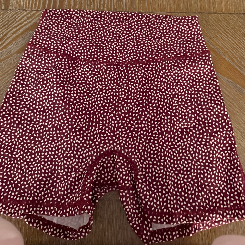 Buffbunny Burgundy and white bossy print shorts